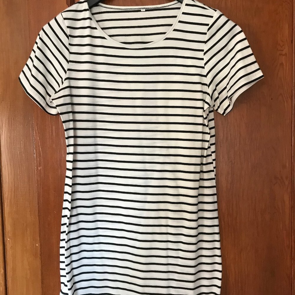 Black and White Striped mini dress